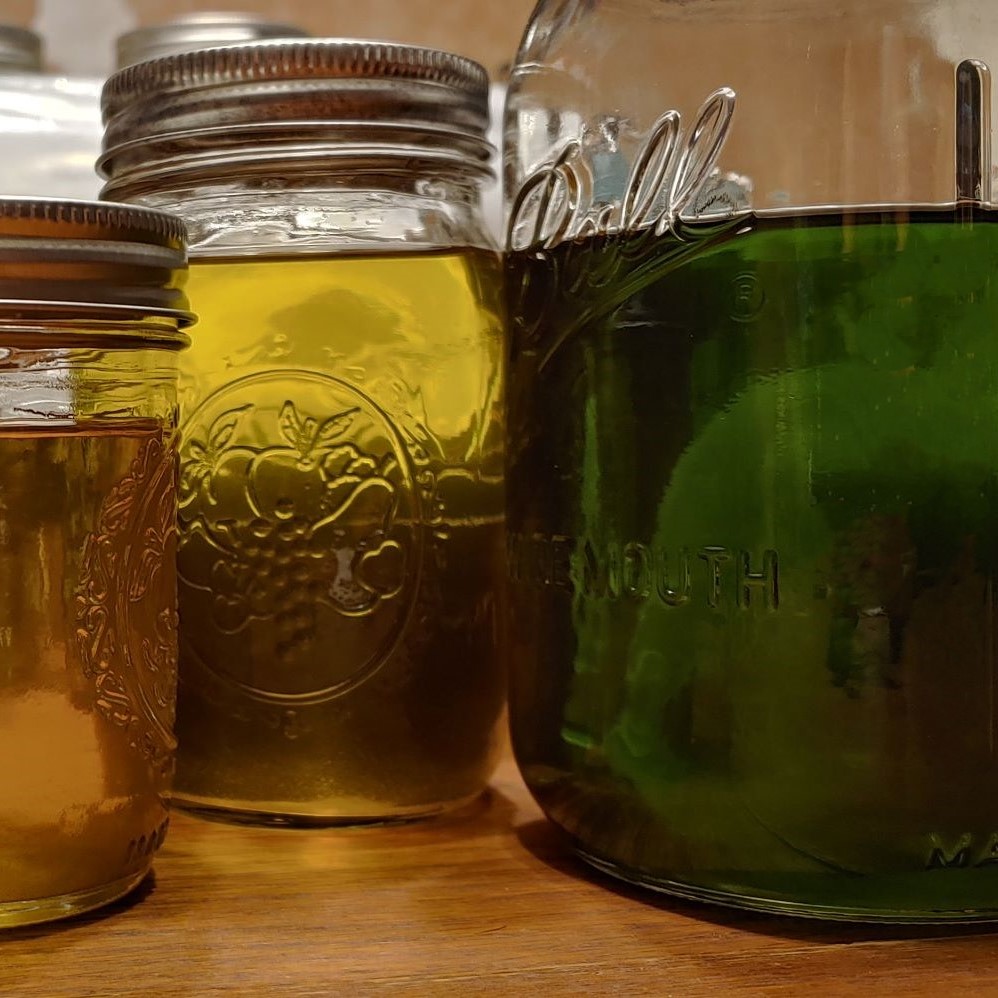 Jars of herbal oils