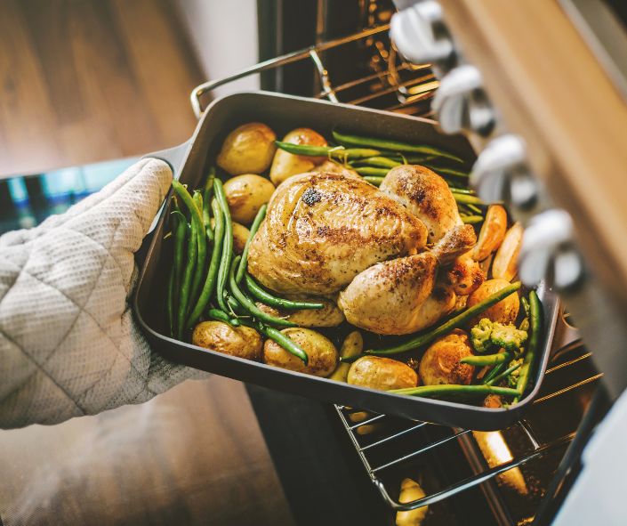 Roasted chicken & green beans