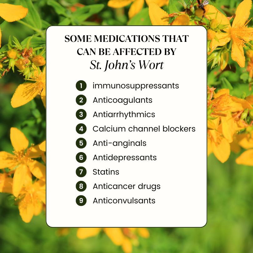 A partial list of medications that can be affected by St. John's Wort